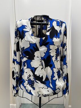 The Limited Blue, Black & White Floral Blouse